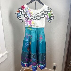 Disney Encanto Mirabel Embroidered Patchwork Costume Dress Girls 9/10
